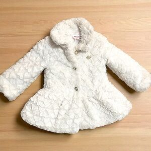 Juicy Couture Girls 4T Winter White Faux Fur Peacoat